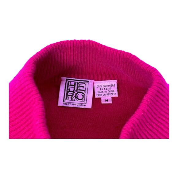 Vintage The He-Ro Group 100% Cashmere Pink Fuchsia Sweater Size Medium - Picture 11 of 11